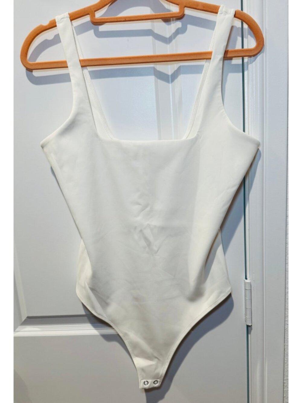 Good American Square Neck Sleeveless Bodysuit White Size 3 (L)